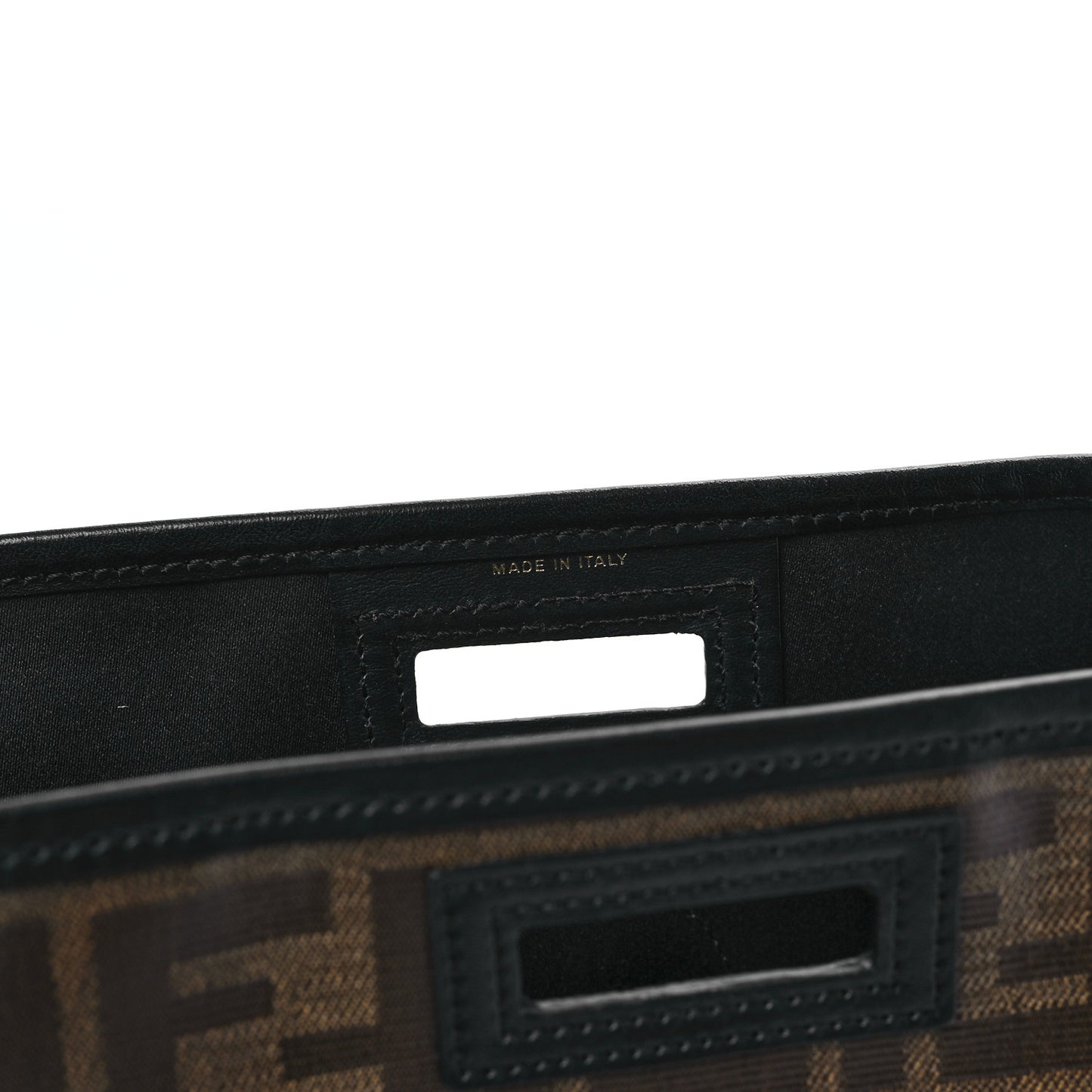 Glazed Fabric Vitello Century FF 1974 Stamp Patch Medium Peekaboo Defender Cover Mogano Panna Black
