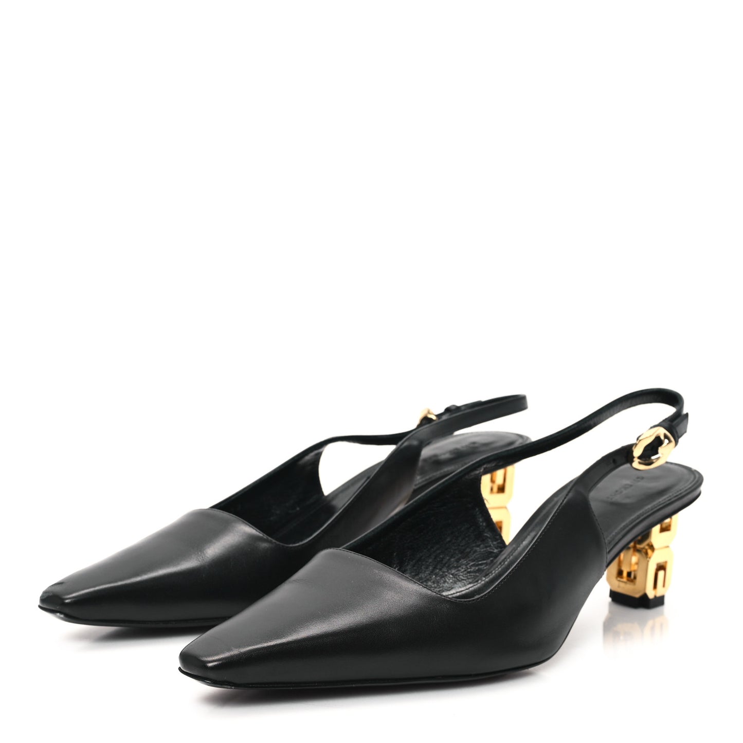 Calfskin G Cube 50mm Slingback Pumps 39 Black