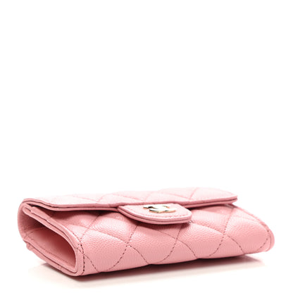 Chanel Caviar Quilted Flap Card Holder Wallet Light Pink 4 of 10