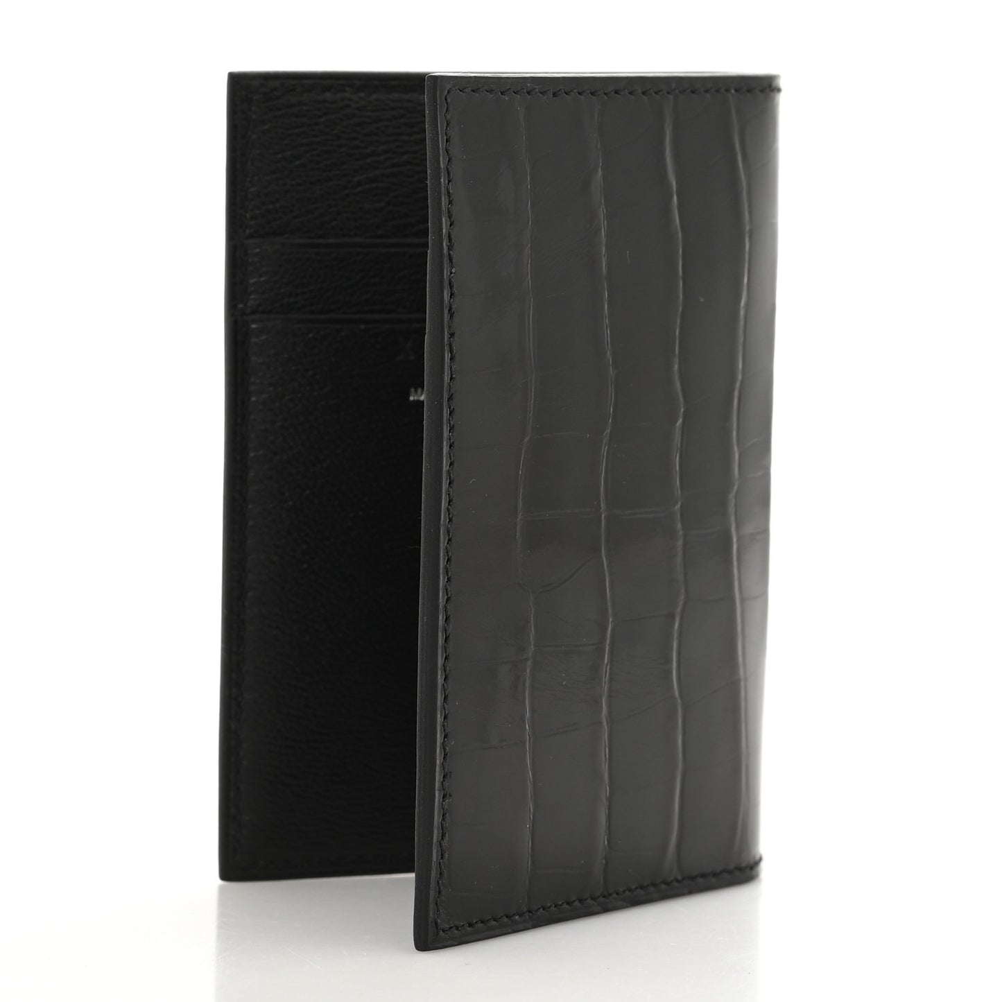 Shiny Alligator MC2 Euclide Card Holder Black