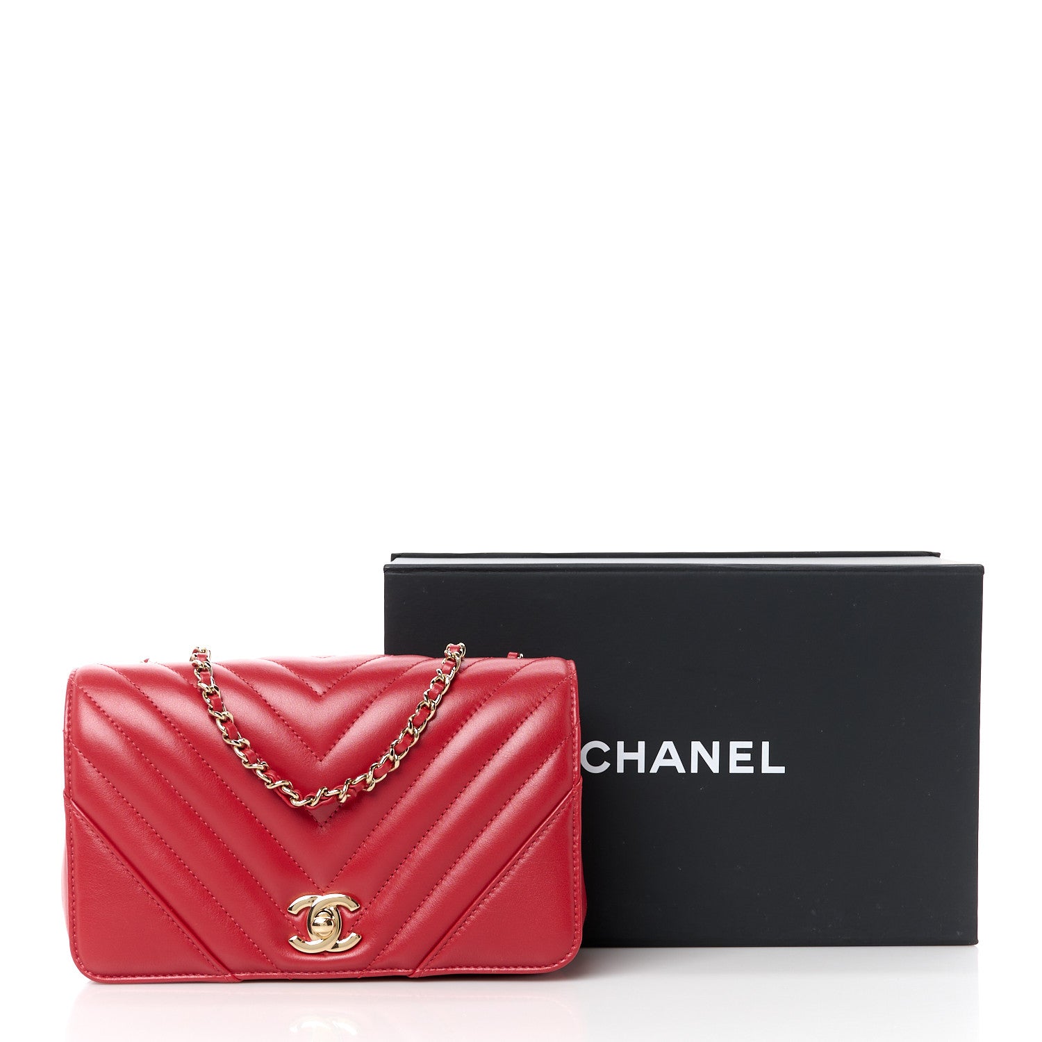 Chanel Calfskin Chevron Quilted Mini Statement Flap Red 12 of 12