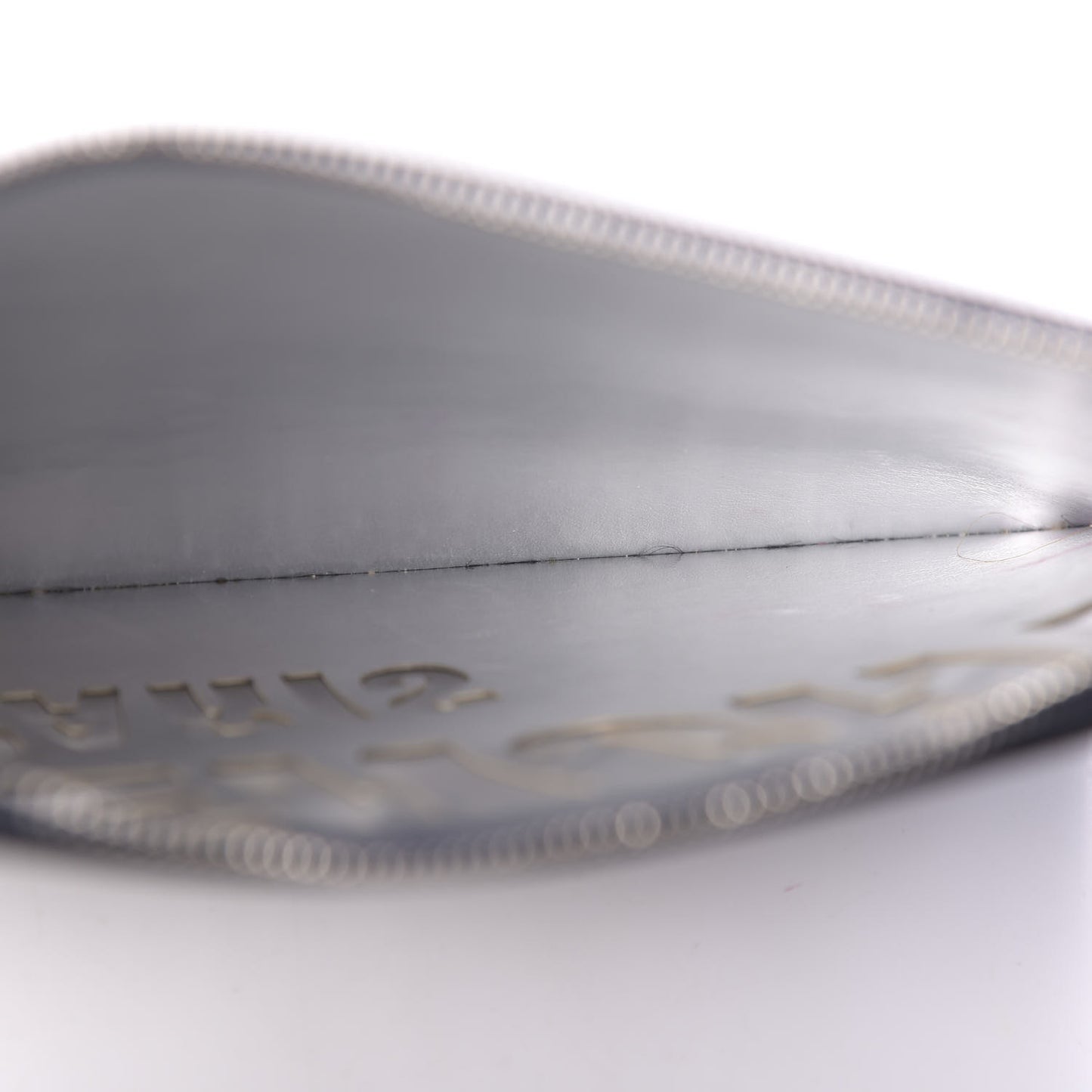 Calfskin Logo Zip Pouch Navy Silver