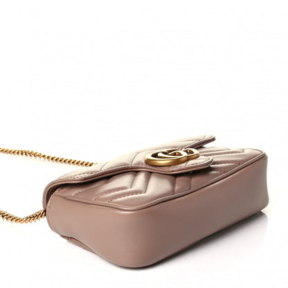 Gucci Calfskin Matelasse Super Mini GG Marmont Shoulder Bag Porcelain Rose 4 of 6