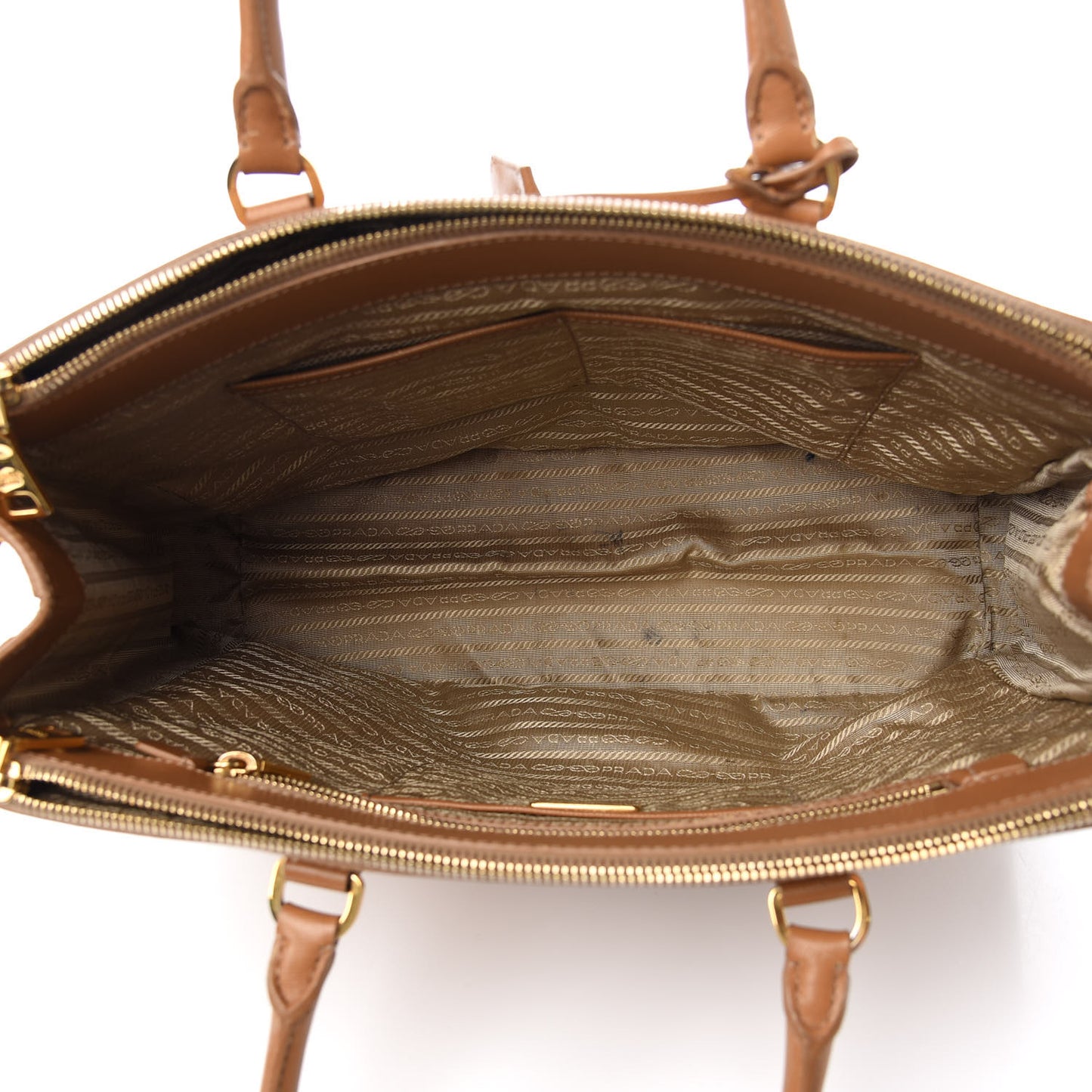 Saffiano Large Galleria Double Zip Tote Caramel
