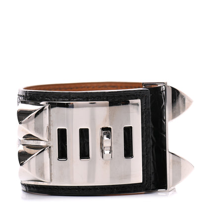 Hermes Matte Alligator Collier De Chien CDC Bracelet S Black 3 of 8