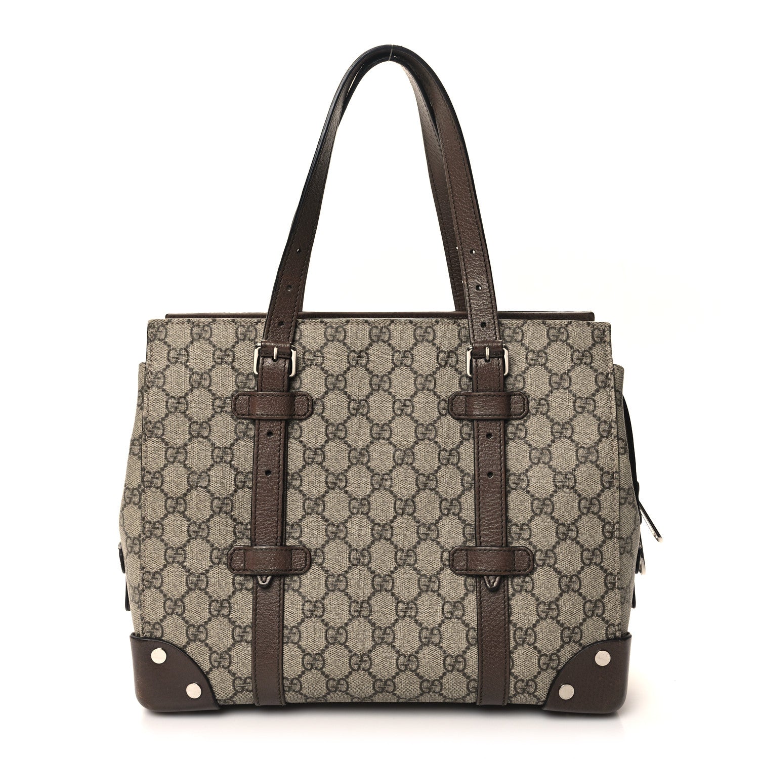 Gucci GG Supreme Monogram Textured Dollar Calfskin Small Detail Tote Beige Ebony New Acero 1 of 14