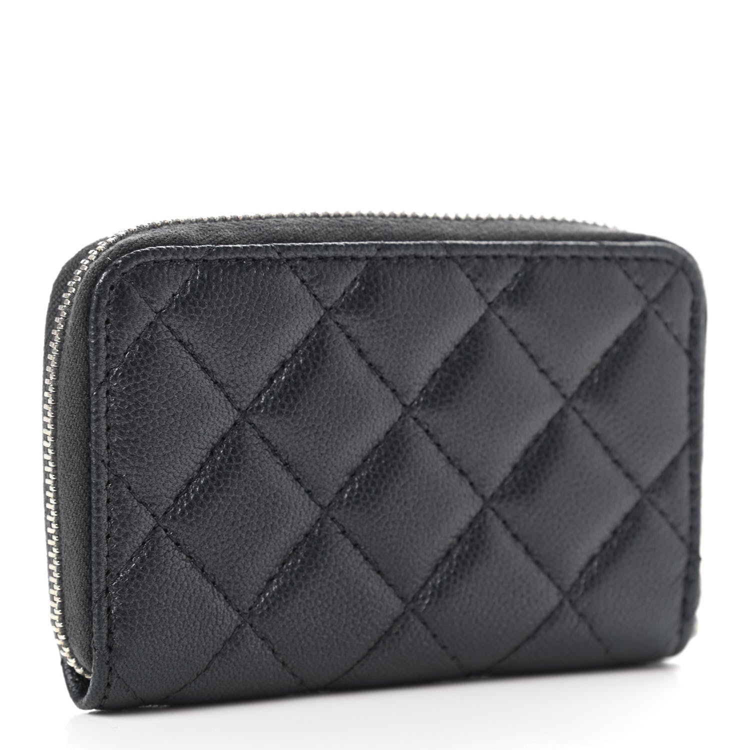 Chanel Metallic Caviar Quilted CC Zip Around Coin Purse Wallet Dark Grey 3 of 7