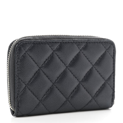 Chanel Metallic Caviar Quilted CC Zip Around Coin Purse Wallet Dark Grey 3 of 7