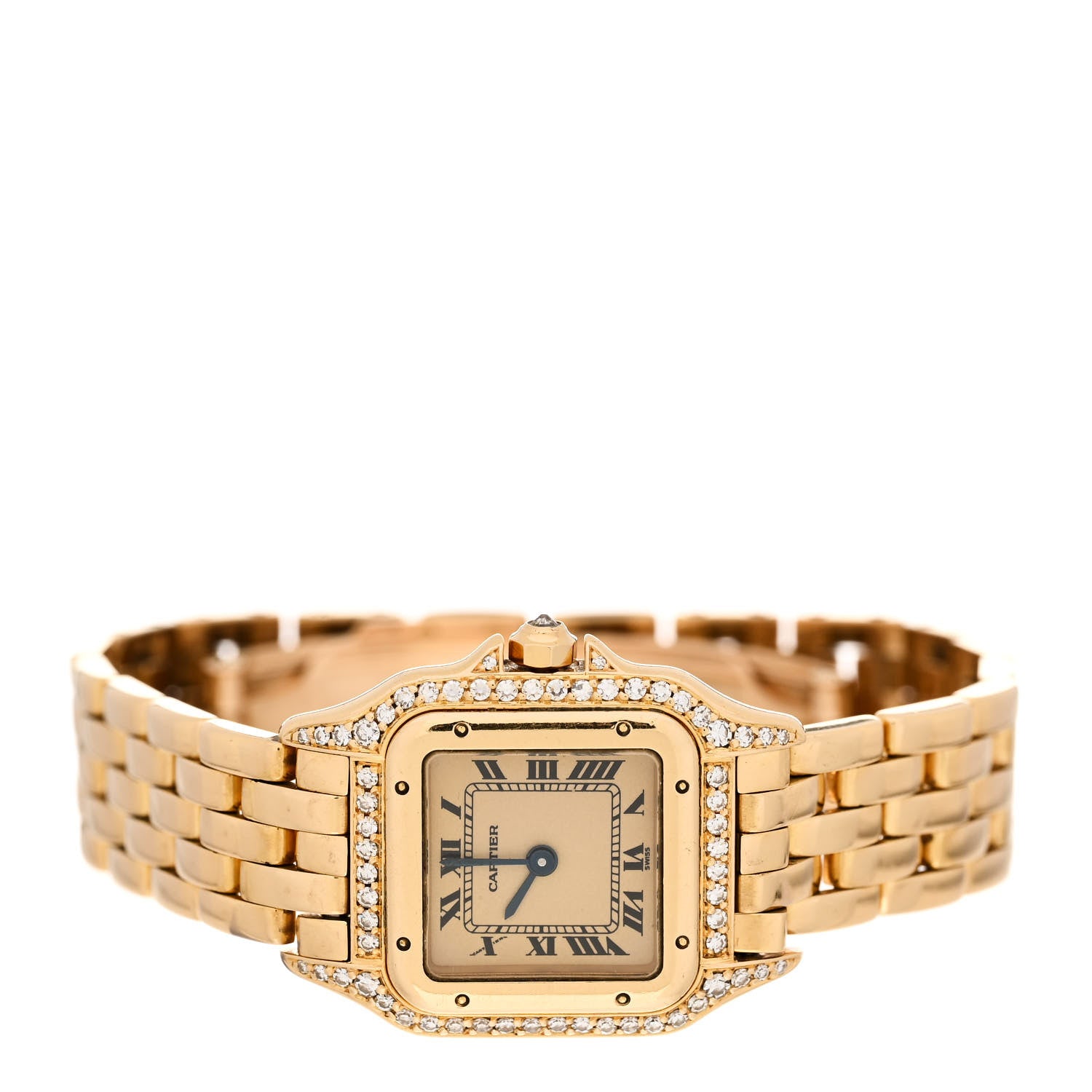 Cartier 18K Yellow Gold Diamond 22mm Panthere Quartz Watch 2 of 7