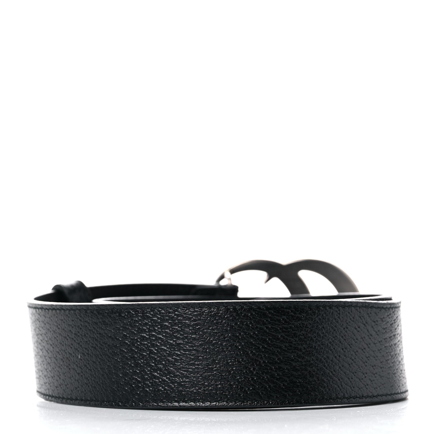 Gucci Textured Dollar Calfskin Nickel Double G 40mm Belt 70 28 Black 2 of 7