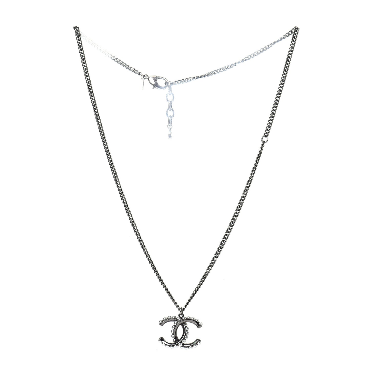 Pearl CC Pendant Necklace Silver