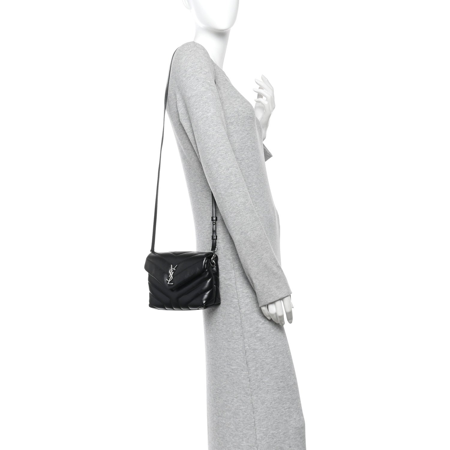 Saint Laurent Calfskin Y Quilted Monogram Toy Loulou Crossbody Bag Black 2 of 9