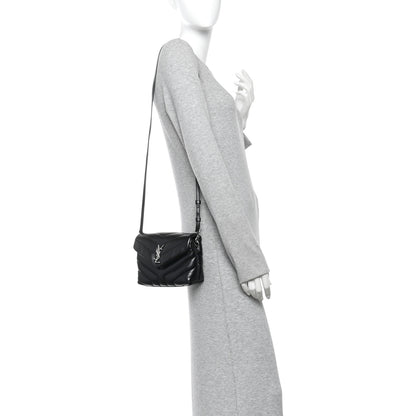 Saint Laurent Calfskin Y Quilted Monogram Toy Loulou Crossbody Bag Black 2 of 9