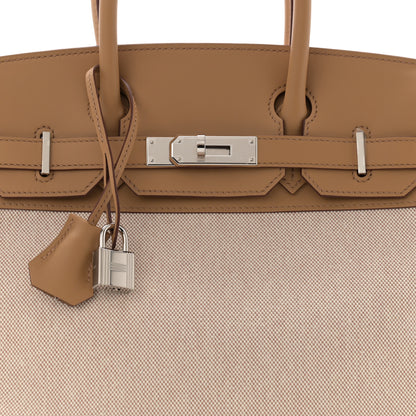 Hermes Toile H Swift Birkin 30 Ecru Bai Brun Biscuit 8 of 11