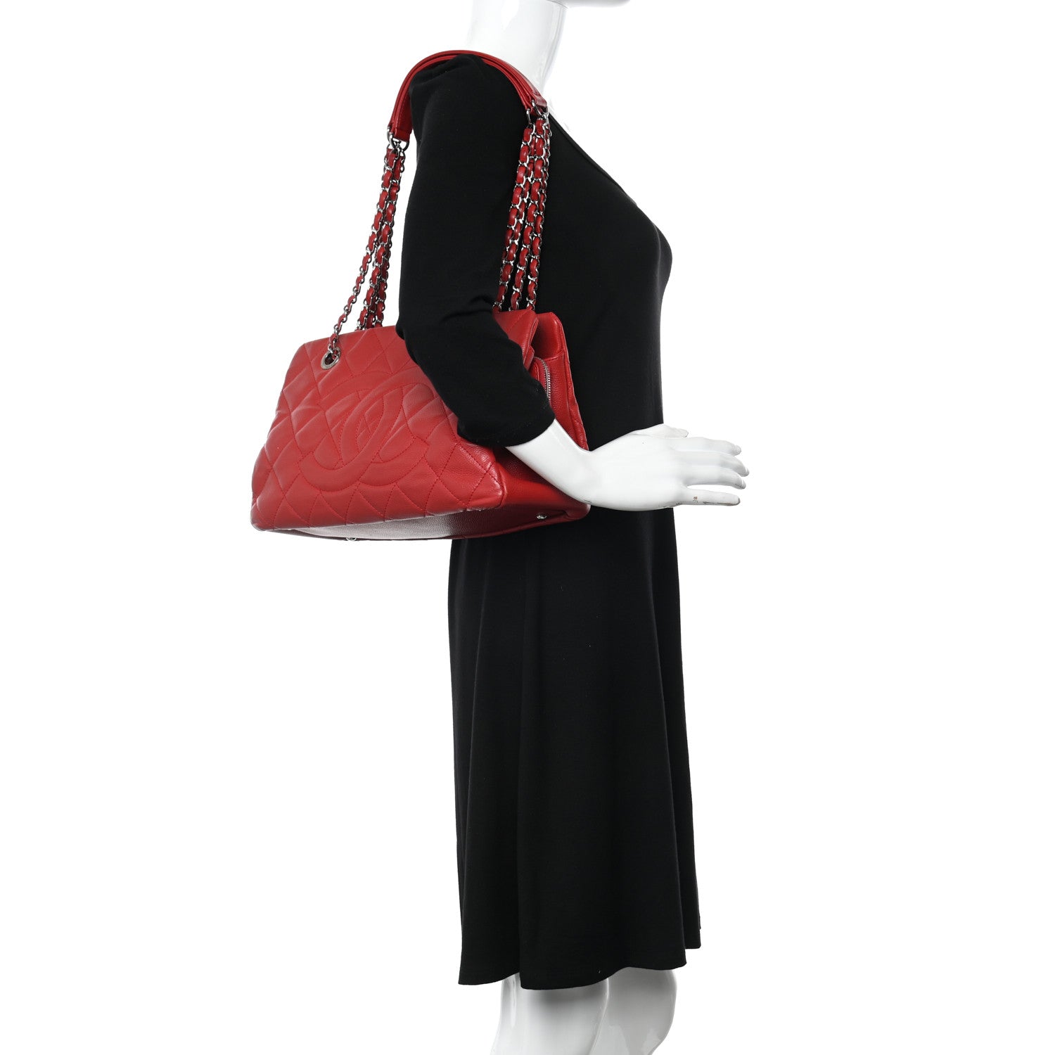 Chanel Caviar Quilted Timeless CC Soft Tote Red 2 of 16
