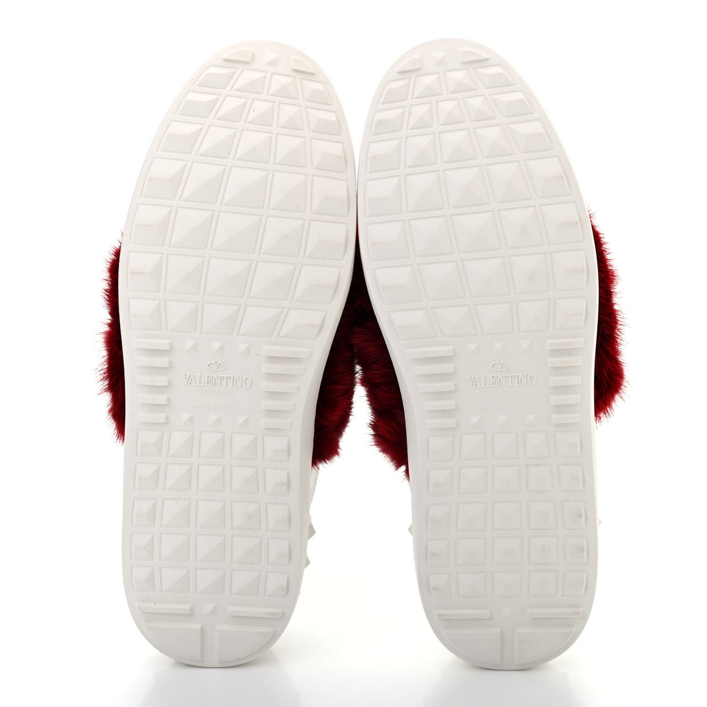Calfskin Mink Fur Sneakers 37 White Rosso Valentino