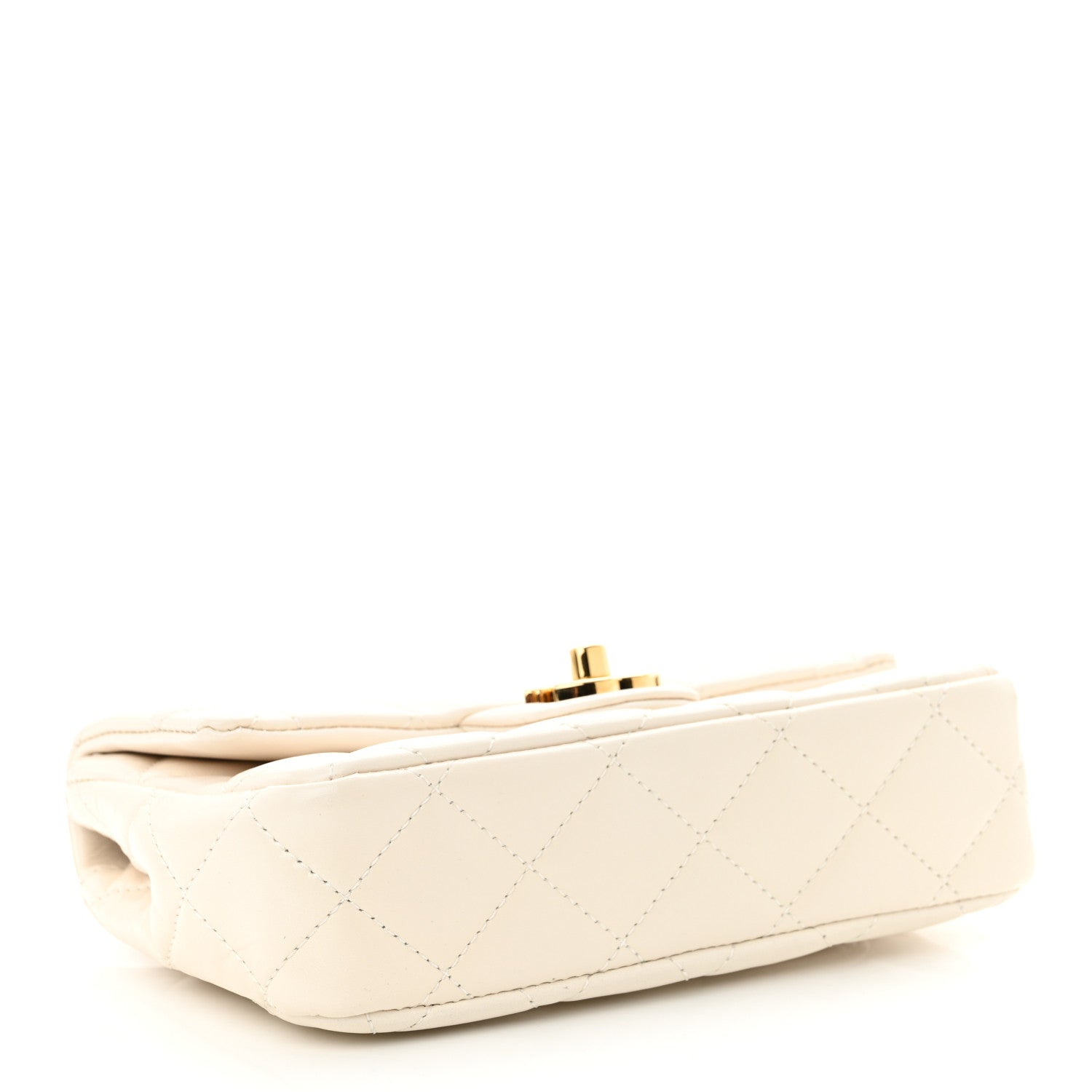 Chanel Shiny Lambskin Quilted Golden Links Top Handle Flap White 4 of 11