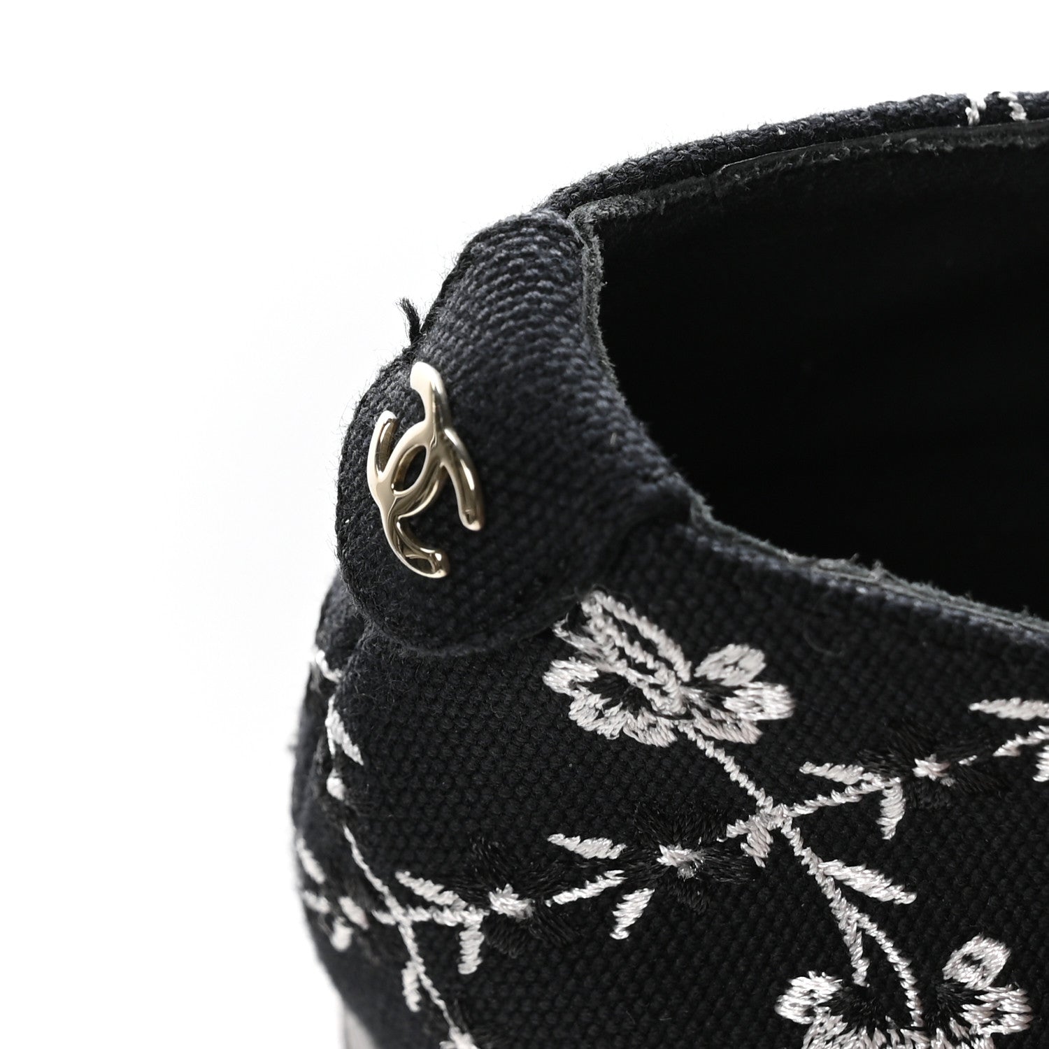 Chanel Grosgrain Floral Embroidered CC Cap Toe Ballerina Flats 37 Black White 9 of 9