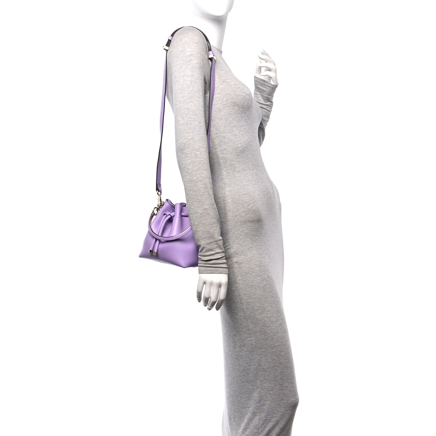 Smooth Shiny Calfskin Bon Bon Bucket Bag Wisteria