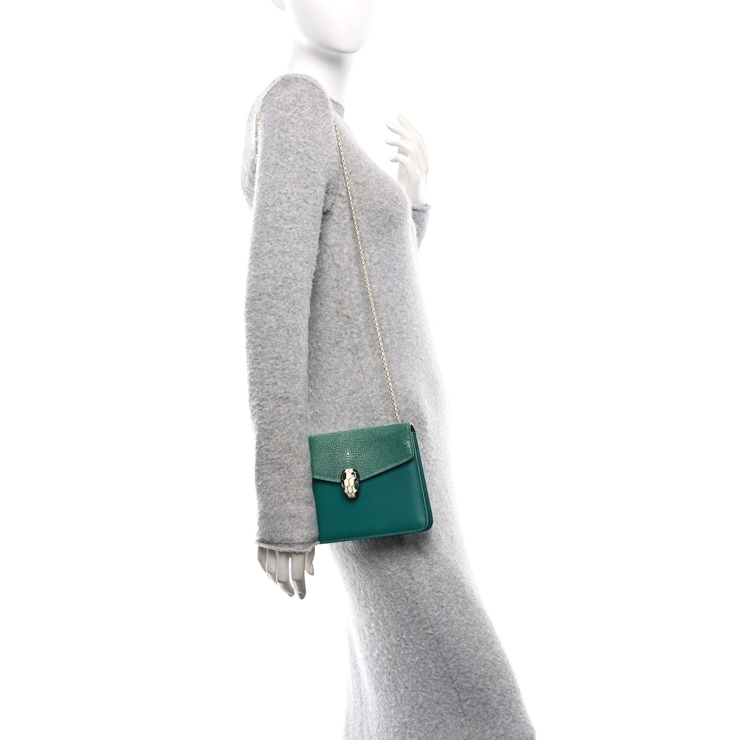 Galuchat Calfskin Serpenti Forever Crossbody Bag Green