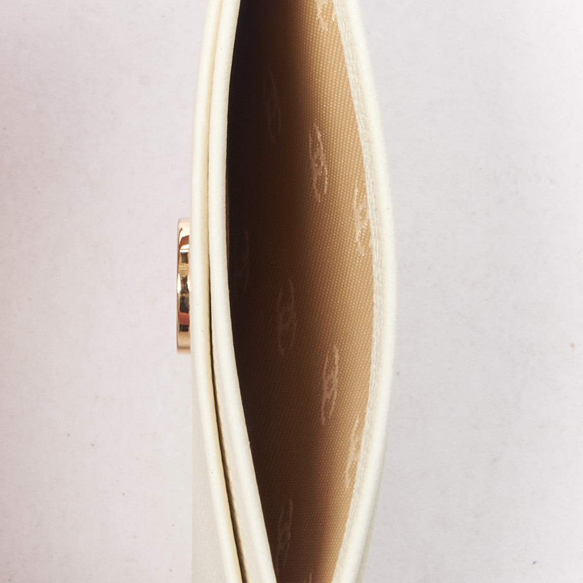 Calfskin CC Button Card Holder Case Off White