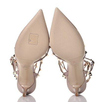 Valentino Garavani Patent Nappa Rockstud Ankle Strap 65mm Pumps 38 Poudre 5 of 8