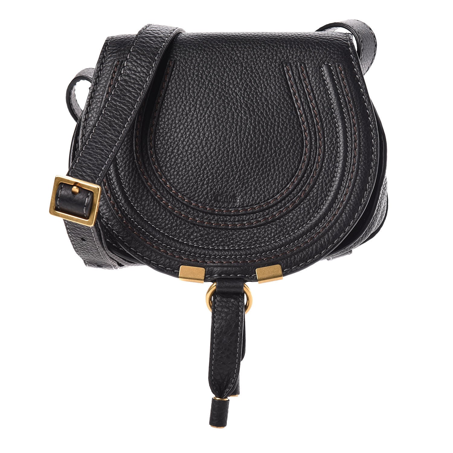 Chloe Calfskin Mini Marcie Round Crossbody Bag Black 1 of 10