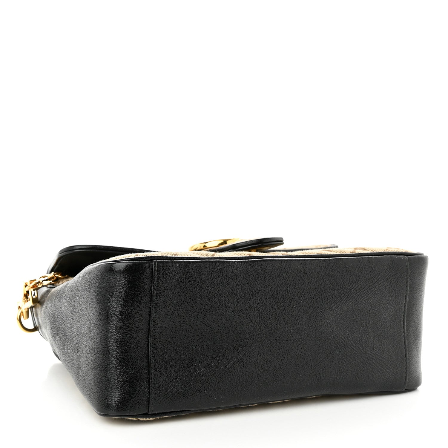 Gucci Monogram Azalea Calfskin Matelasse Diagonal Small GG Marmont Top Handle Shoulder Bag Beige Ebony Black 4 of 10