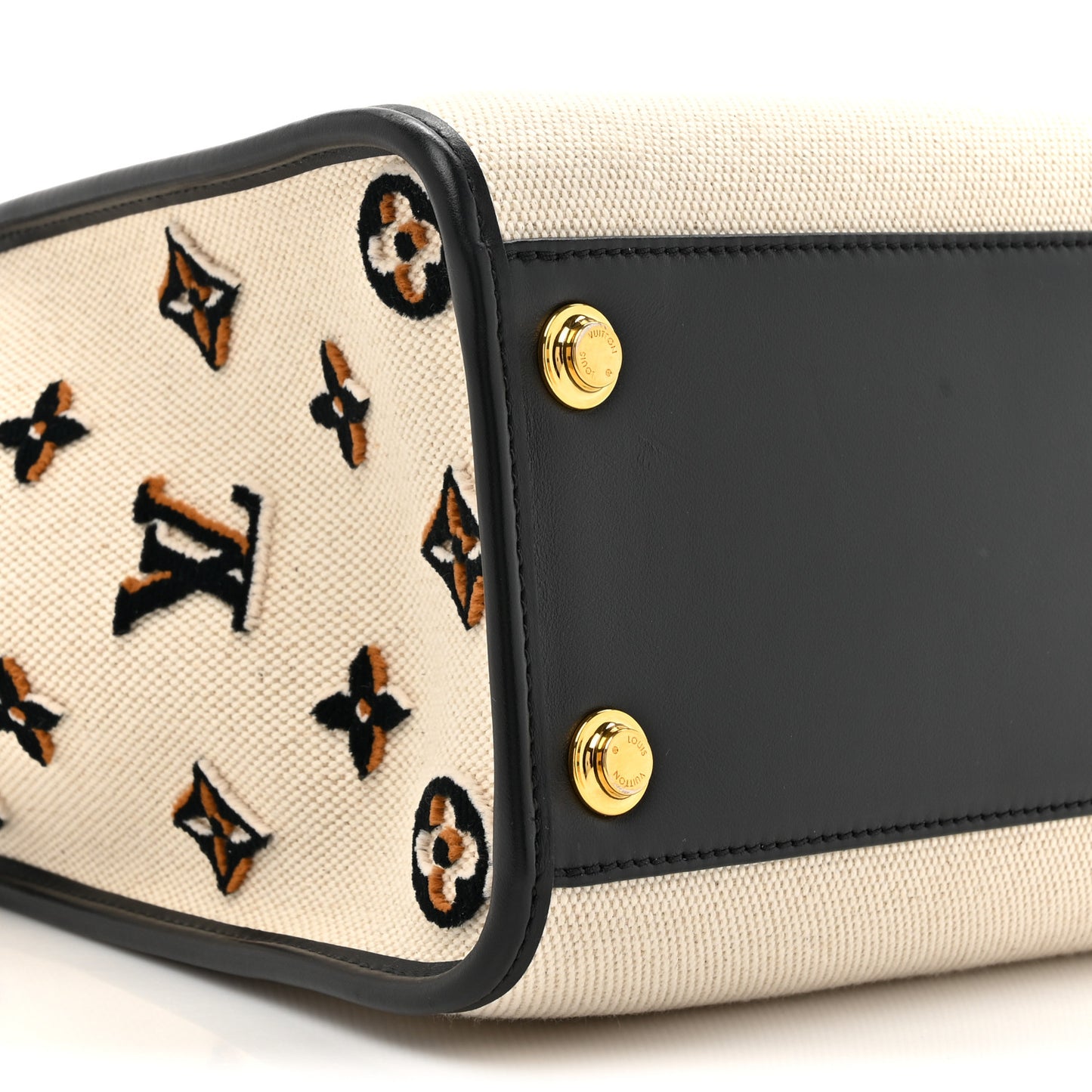 Canvas Calfskin Monogram On My Side MM Black