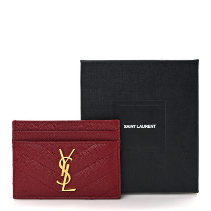 Saint Laurent Grain De Poudre Matelasse Chevron Monogram Credit Card Case Opyum Red 8 of 8