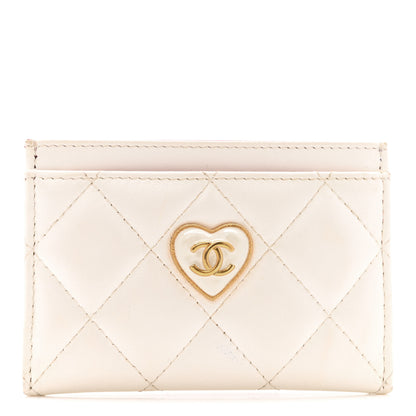 Chanel Lambskin Plexiglass Quilted Coco Love Card Holder White 1 of 10