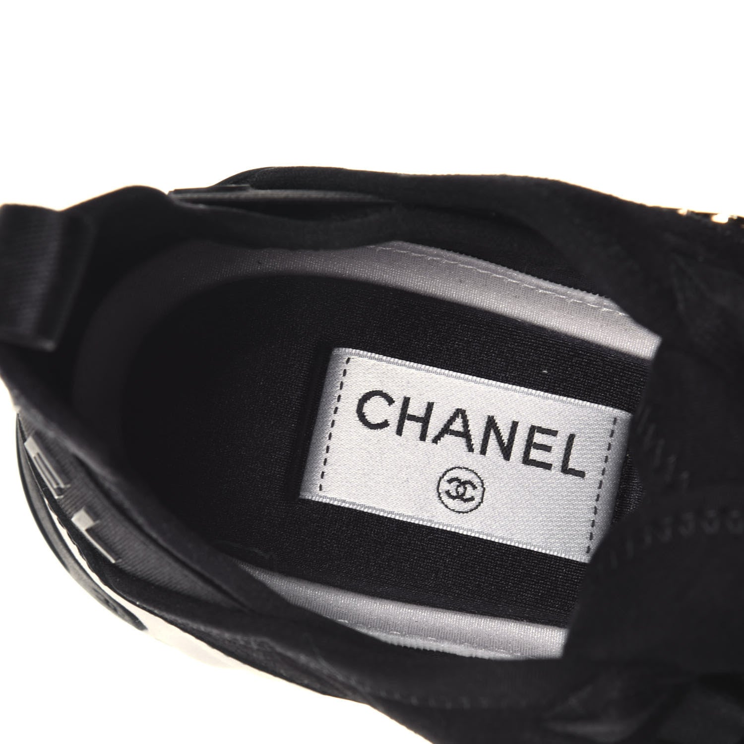 Chanel Velvet Calfskin Mixed Fibers CC Sneakers 38 Black 7 of 9