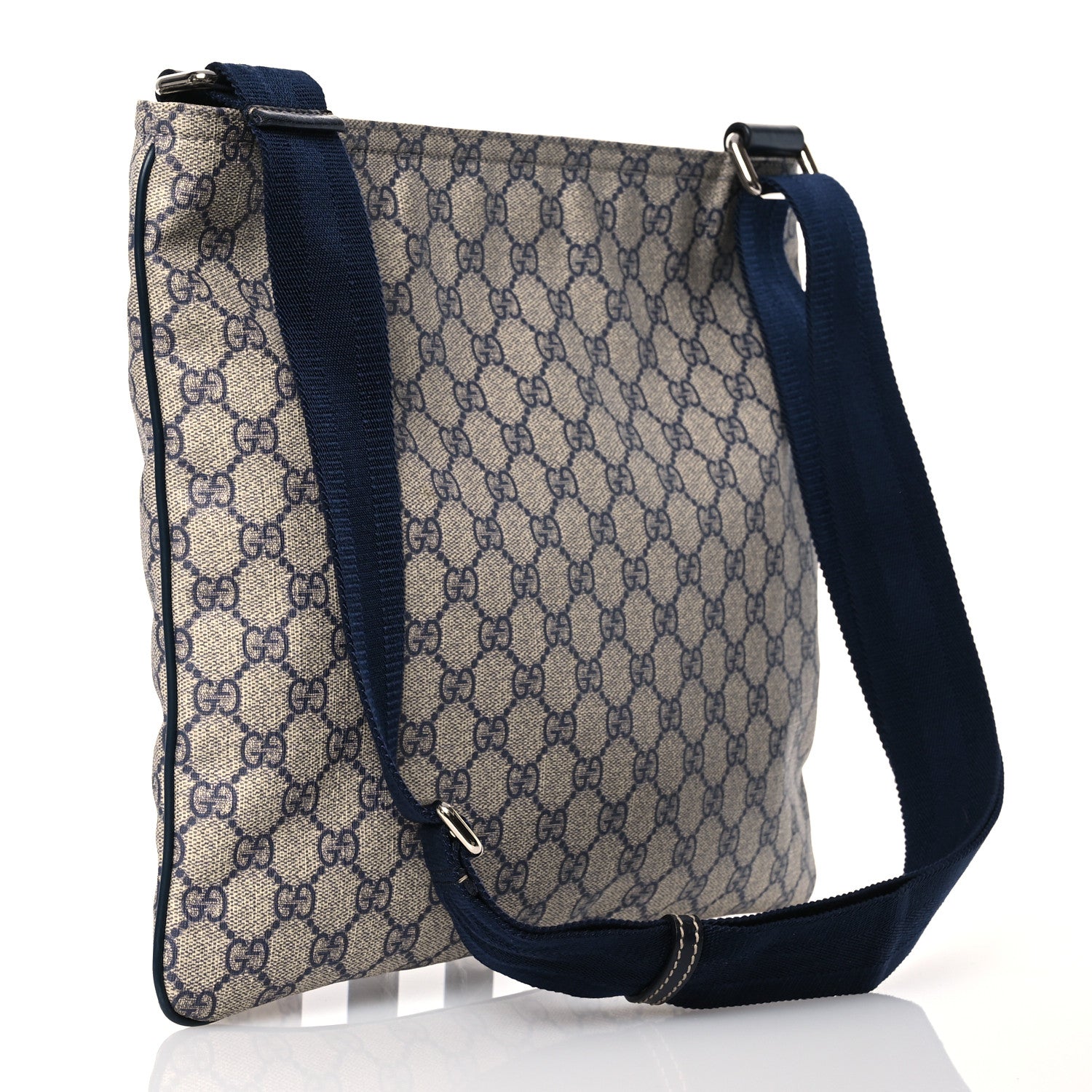 Gucci GG Plus Monogram Large Flat Messenger Bag Beige Blue 3 of 16