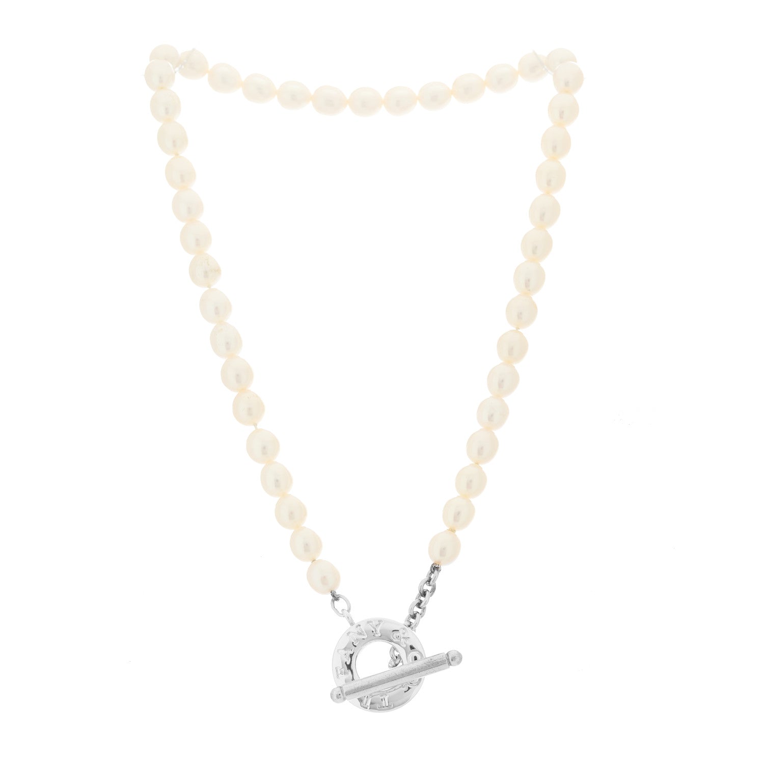 Tiffany Sterling Silver Pearl Strand Toggle Necklace 1 of 5