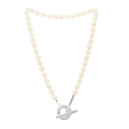 Tiffany Sterling Silver Pearl Strand Toggle Necklace 1 of 5