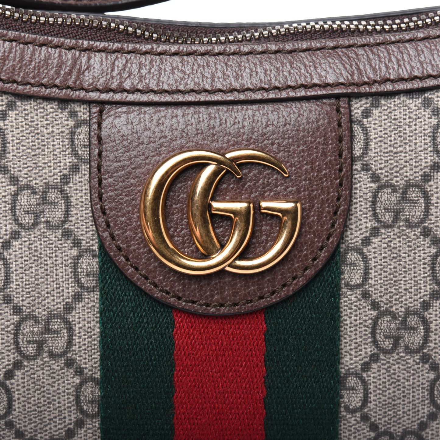 GG Supreme Monogram Web Small Ophidia Half Moon Hobo Brown