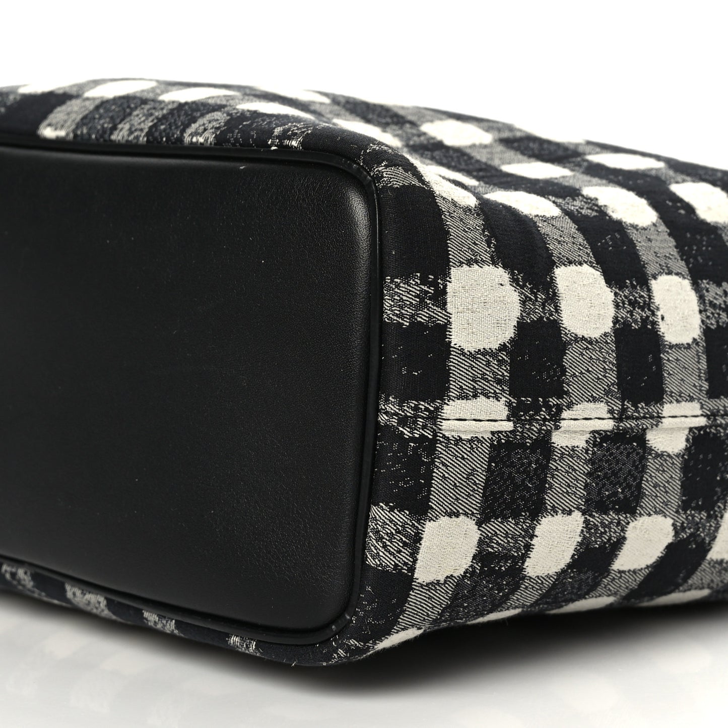 Canvas Calfskin Small Soft Cube Satchel Black White