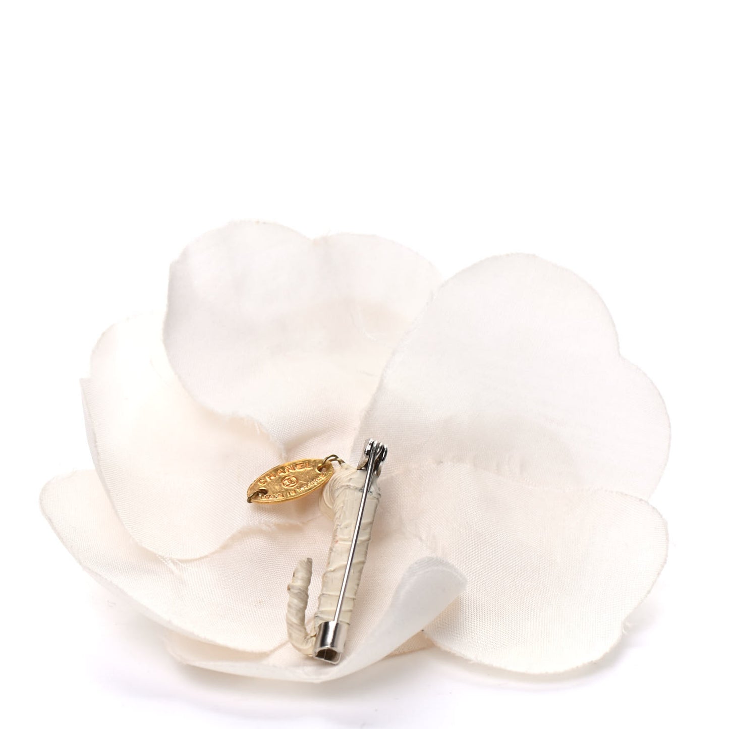 Fabric Camellia Flower Brooch White