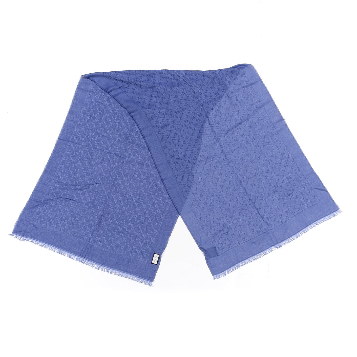 Cotton GG Monogram Summer Sten Fringe Scarf Periwinkle