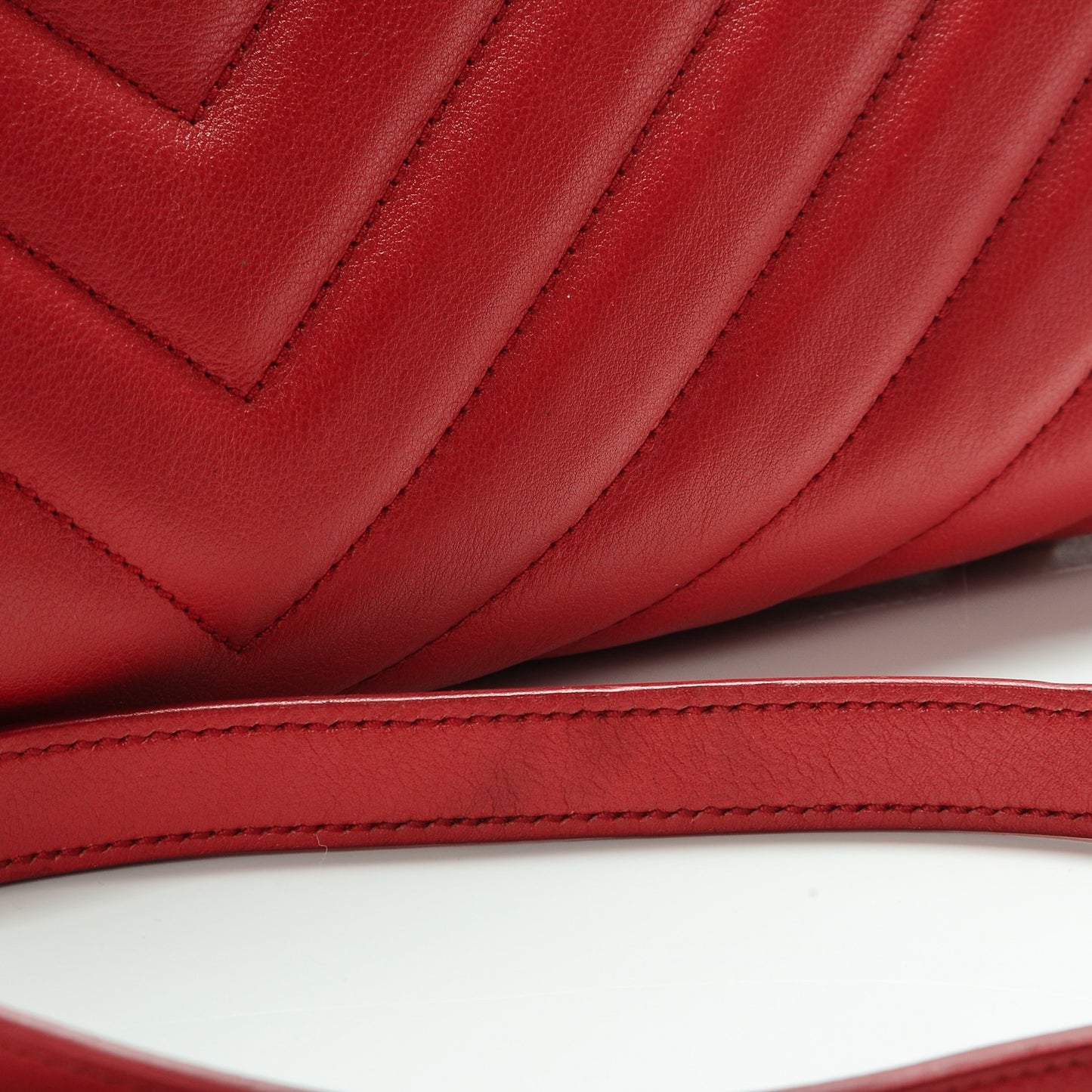 Calfskin Matelasse Chevron Small Monogram Cabas Lipstick Red