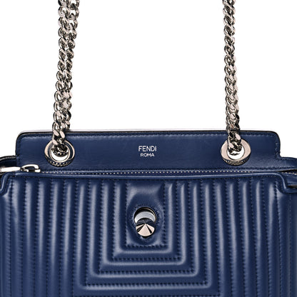 Fendi Shiny Nappa Trapuntata Small DotCom Click Chain Satchel Blue 8 of 10
