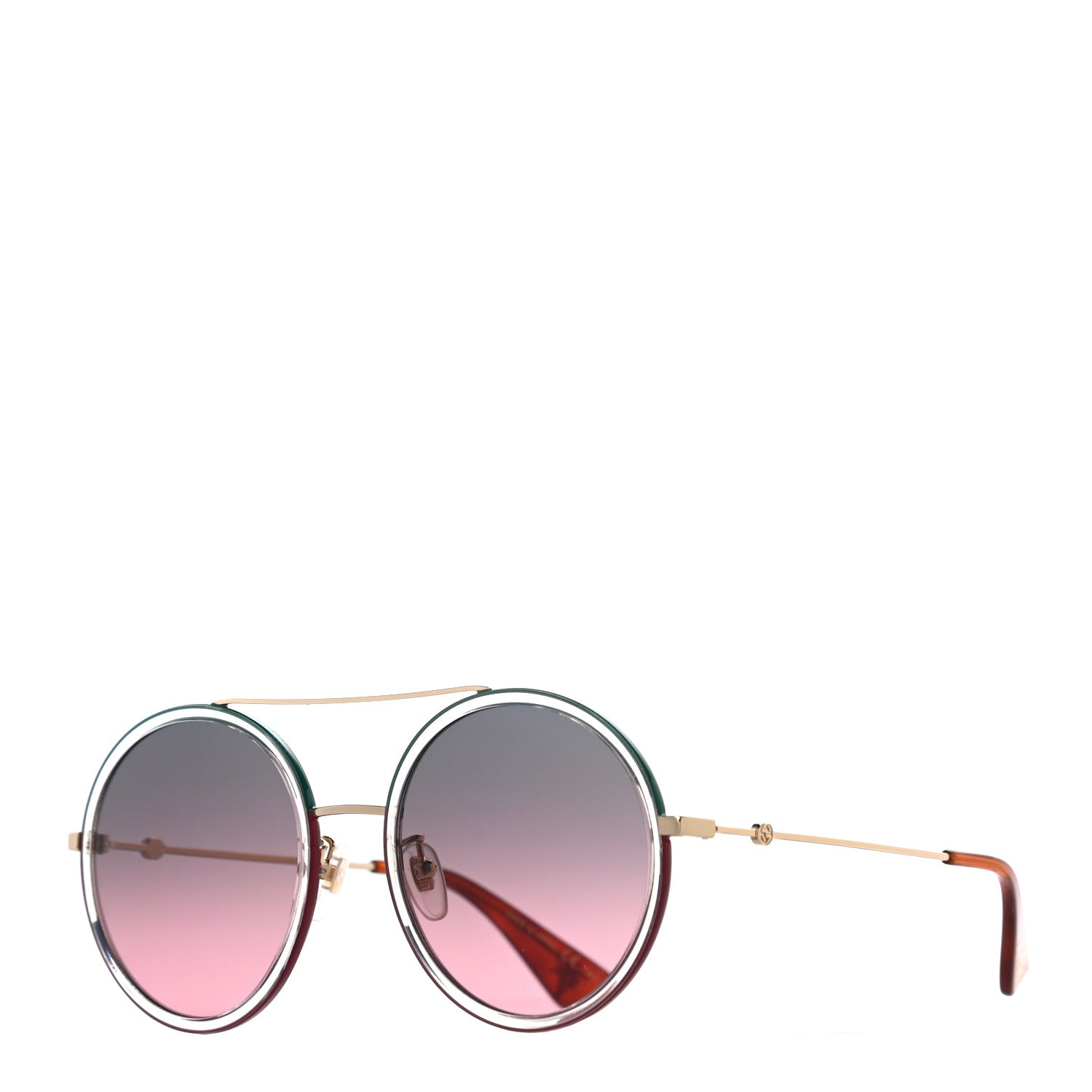 Gucci Round Sunglasses GG0061S Gold Green Red 1 of 7