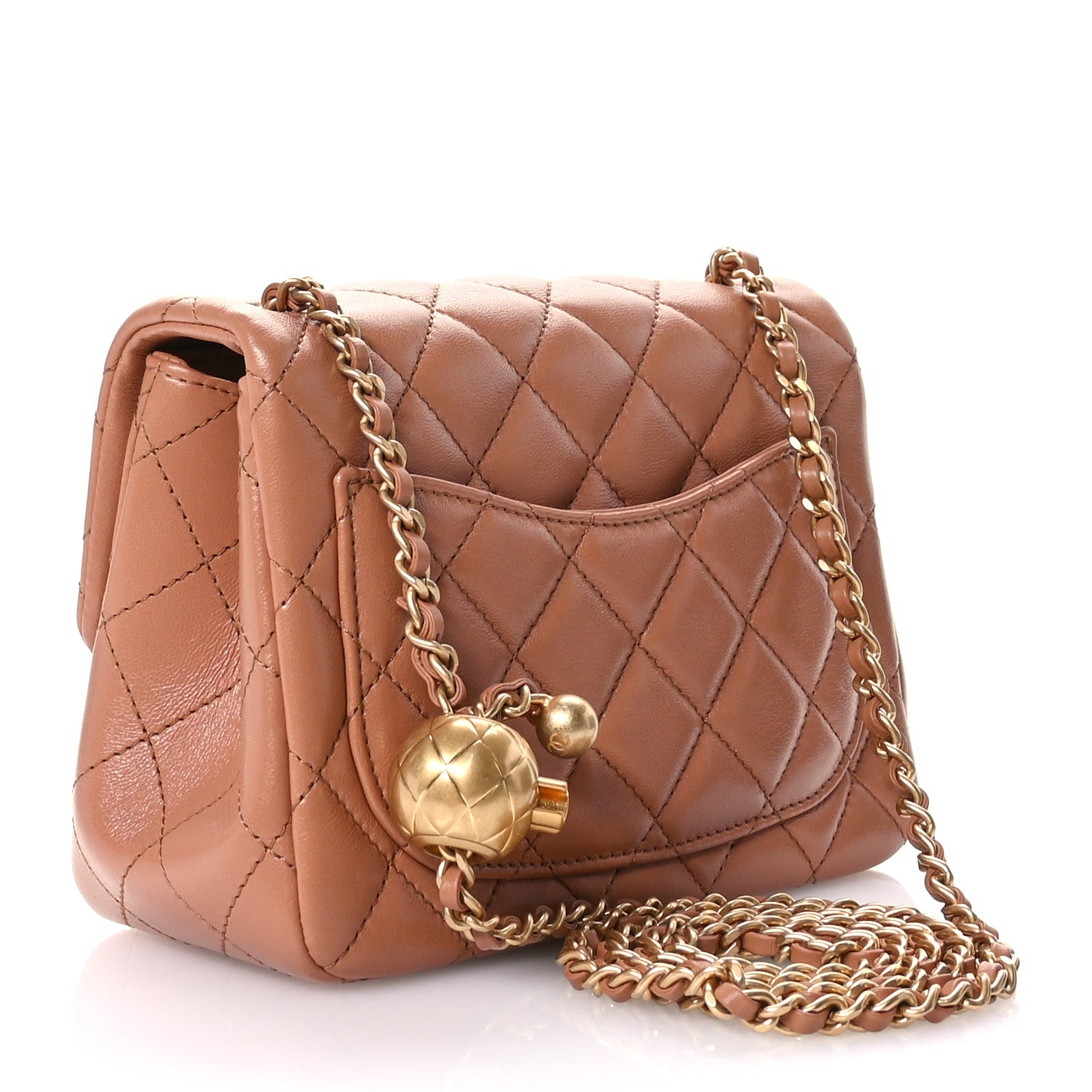 Chanel Lambskin Quilted Mini Pearl Crush Flap Brown Brown 3 of 11