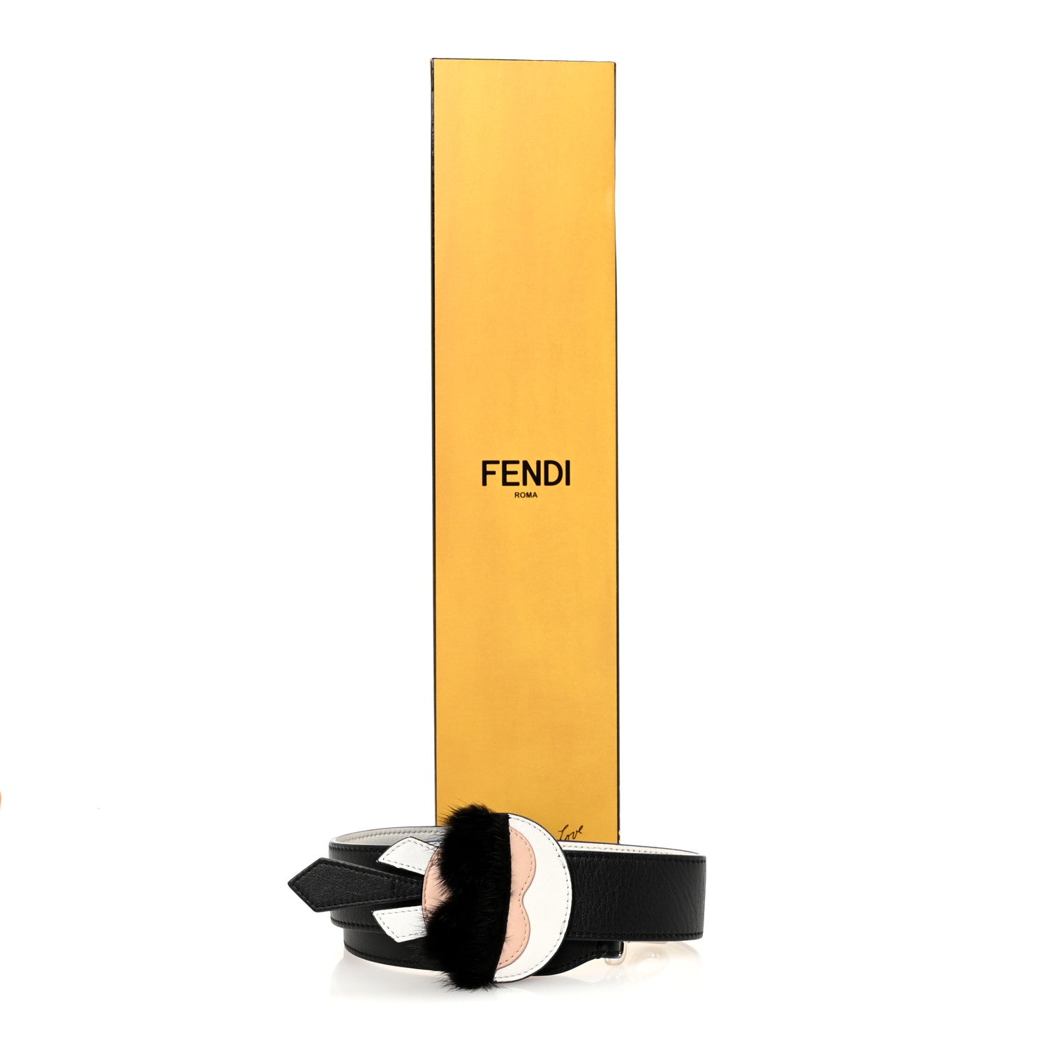 Fendi Vitello Dolce Mink Fur Karlito Inlay Strap You Black