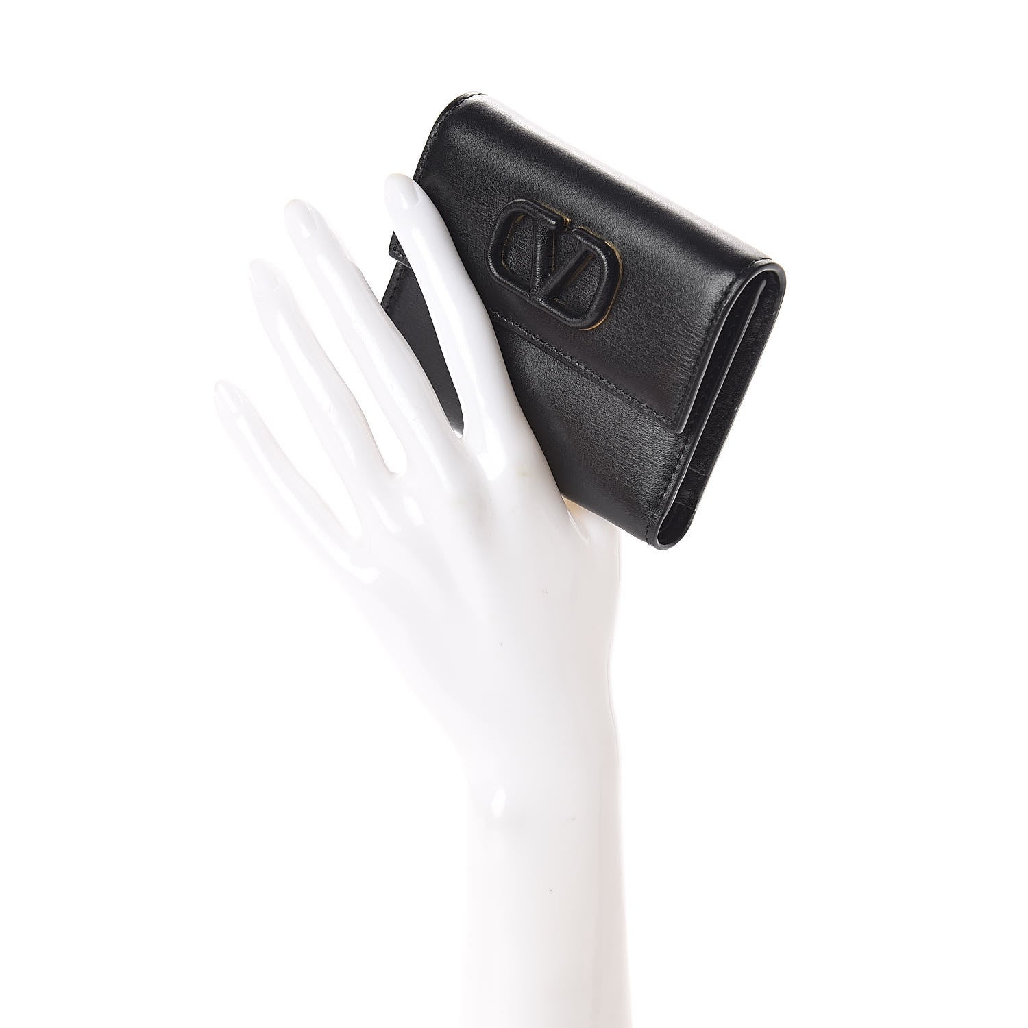 Valentino Garavani Calfskin VLogo Compact Wallet Black 2 of 7