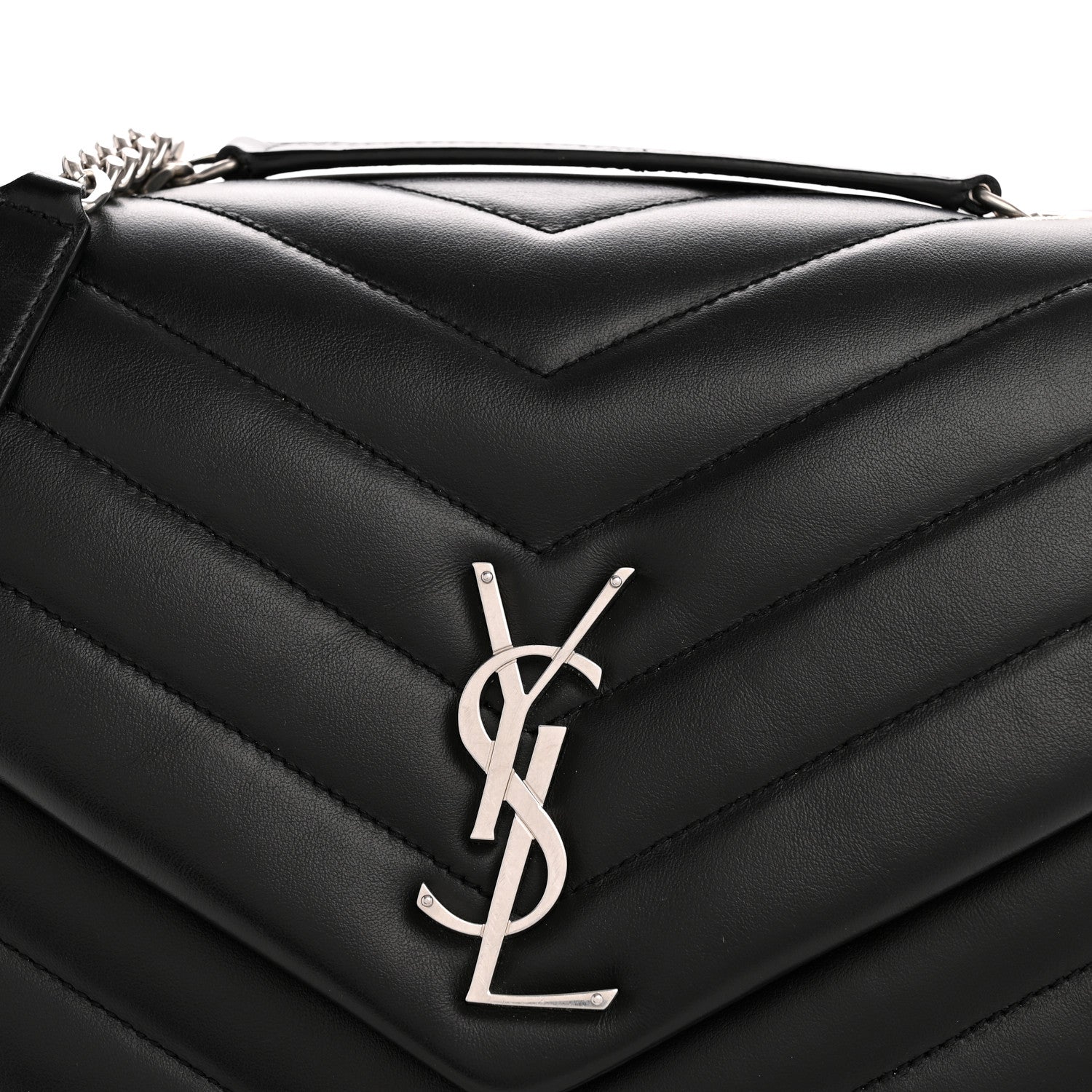 Saint Laurent Calfskin Y Quilted Monogram Medium Loulou Chain Satchel Black 8 of 13