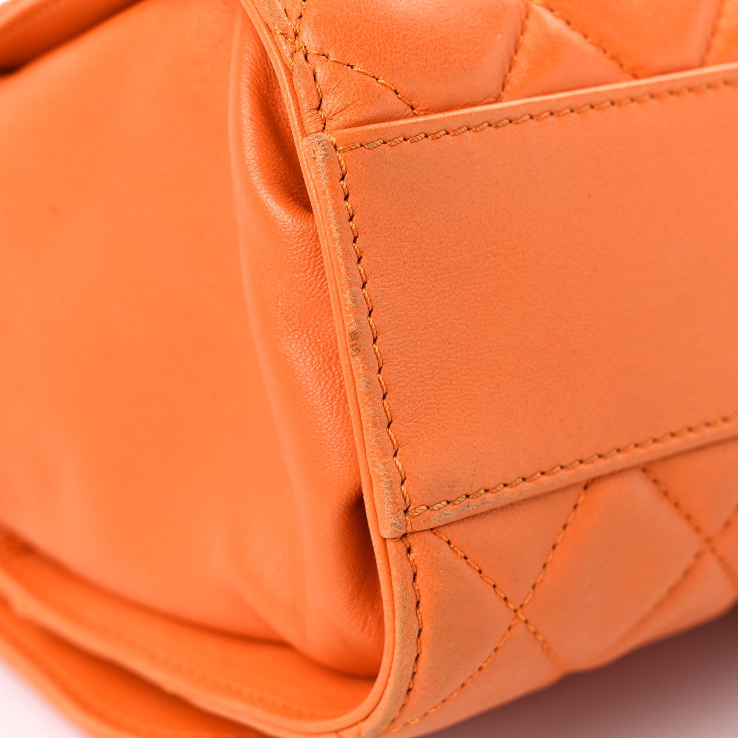 Chanel Lambskin Quilted Jumbo Grocery By Chanel Drawstring Shopping Bag Orange 13 of 21