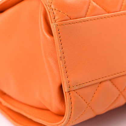 Chanel Lambskin Quilted Jumbo Grocery By Chanel Drawstring Shopping Bag Orange 13 of 21