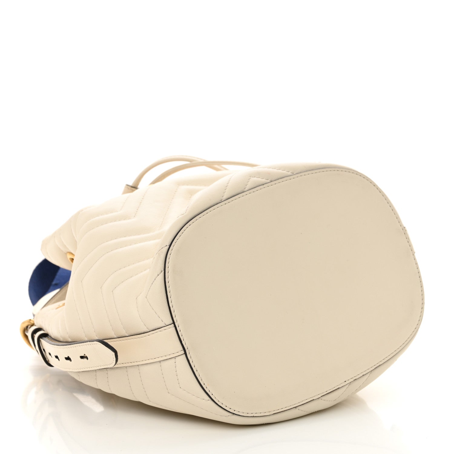 Gucci Calfskin Matelasse Sylvie Web GG Marmont Bucket Bag White 4 of 13
