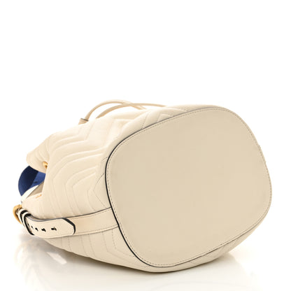 Gucci Calfskin Matelasse Sylvie Web GG Marmont Bucket Bag White 4 of 13